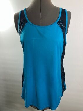 Xersion Turquoise & Navy Side Panels Tank Top Women Size L